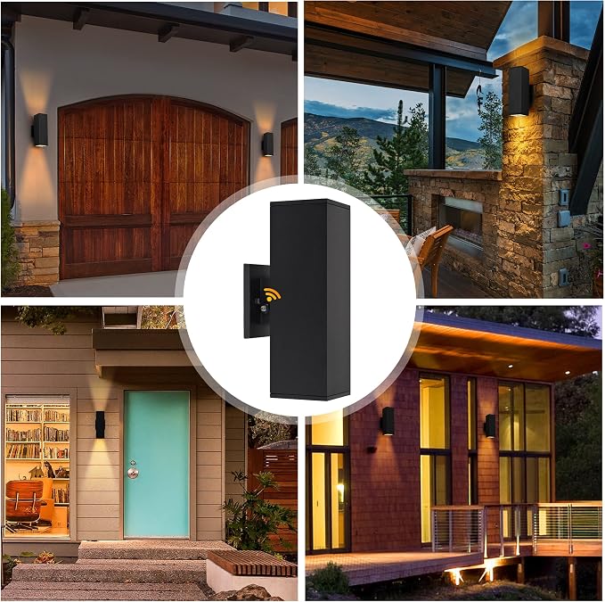 Dusk to Dawn Outdoor Wall Lights, 2 Pack Waterproof Exterior Lighting Fixtures, Up Down Porch Lights Outdoor Lights for House Porch Patio, ETL Listed