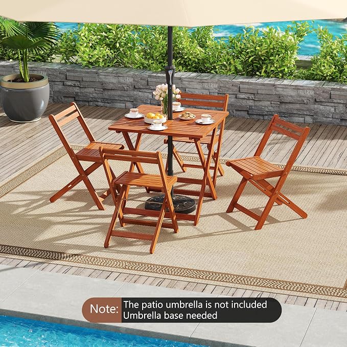 Outdoor Dining Table, Folding Bistro Table with 2" Umbrella Hole & X-Shaped Frame, Square Foldable Patio Table for Outdoors, Camping, Picnic, Yard (2)