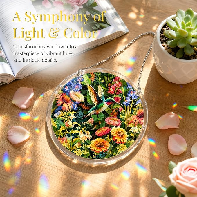 Acrylic Jigsaw Puzzle Suncatcher 7.8'',Stained Glass Suncatcher Home Decor | Eagles Acrylic Puzzle Suncatcher,DIY Sun Catcher Puzzle Kit,Window Hanging Ornament Art,Home Garden Decor Gift for Women Mom
