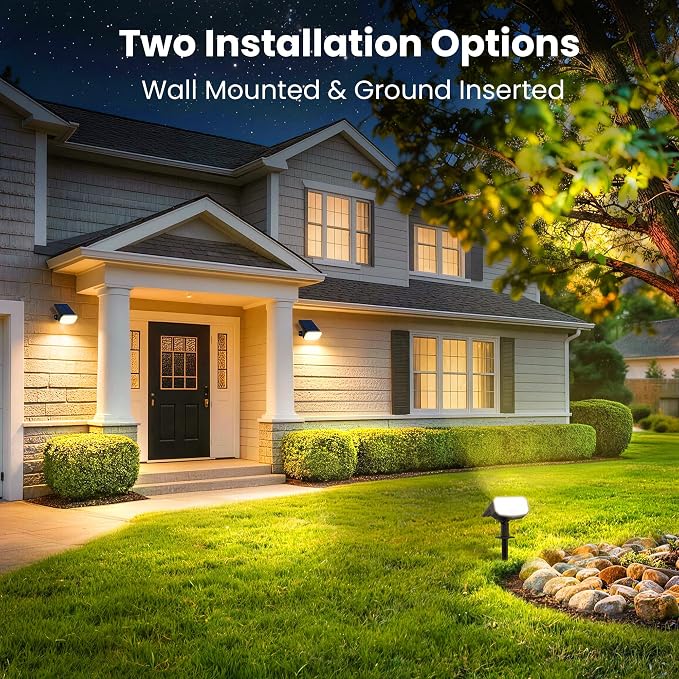 JEJOT Solar Spot Lights Outdoor Waterproof,2 Pack,2 Lighting Modes Solar Spotlights, Solar Lights for Yard Garden Lawn Landscape,Warm White