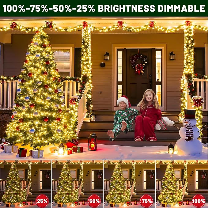 100FT 300 LED Color Changing Christmas Lights, Warm White & Multicolor | Christmas Tree Lights with Remote, Waterproof String Light for Outside Indoor Patio Yard Party Garden Holiday Decorations