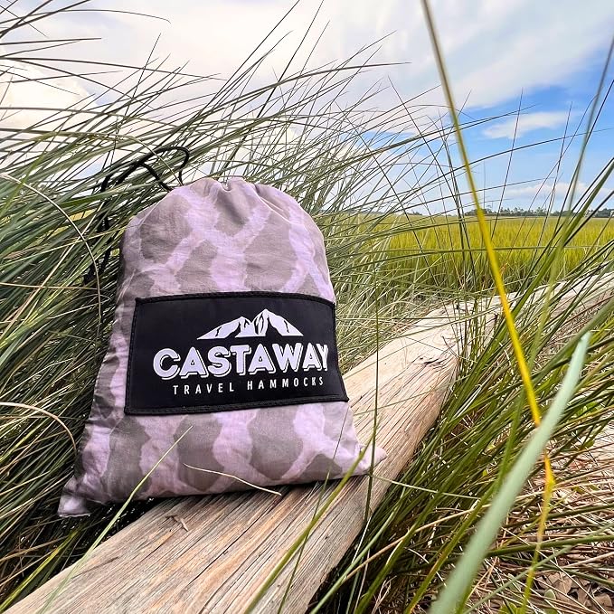 Castaway Travel Hammocks Double Rope Design Camping Hammock with 2 Tree Straps, Triple Stitched Durable Nylon Material, Compact Design for Backpacking, Travel, Beach, Backyard, Patio, Hiking
