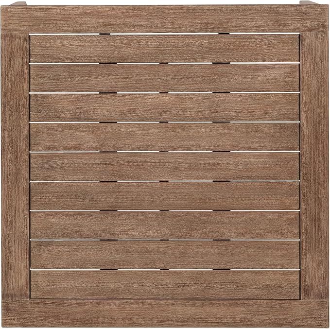 Armen Living Orbit Square Outdoor Patio Coffee Table in Weathered Eucalyptus Wood