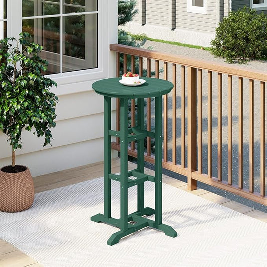 Costaelm Outdoor Bar Table, 42" Counter Height Round Patio Cocktail Bar Table, Patio Bar Table Bistro Dining Table Pub Table for Front Porch Deck, Backyard, Garden, Dark Green