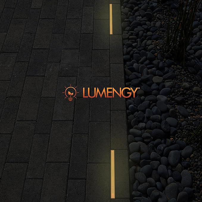 LUMENGY Paver Light Slim 0.5x9 Inch (0.55x8.85), 2700K Warm White, Glare-Free Linear Lighting for Driveways, Walkways and Paver Borders, 12V Hardwired, IP67 Waterproof, Drive-Over Rated