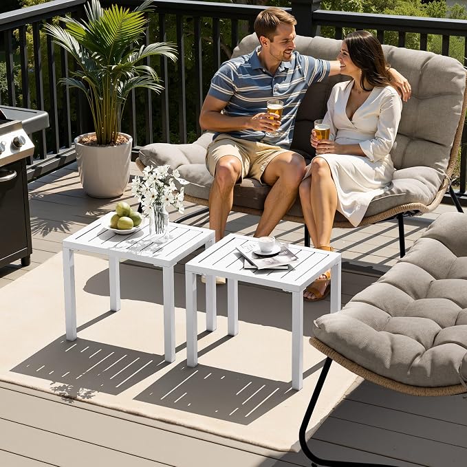 Crestlive Products Outdoor Side Table,Aluminum Rectangular Side/End Table, Small Patio Coffee Bistro Table for Outdoor Indoor