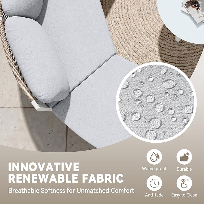Crestlive Curved Patio Furniture Set, Modular Half Moon 4-Seater Sofa with Round Coffee Table, Aluminum Outdoor Sectional with 4.3" Cushions, All-Weather Couch for Backyard, Deck, Porch, Poolside