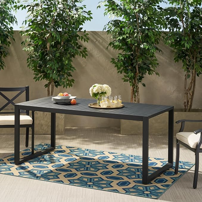 GOWE Outdoor Aluminum Dining Table, Black