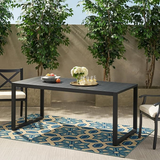 GOWE Outdoor Aluminum Dining Table, Black