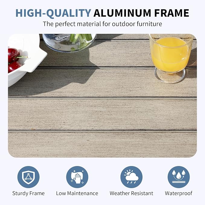 Outdoor Patio Square Side Table, 2-Tier Patio Side Table with Rope Weave, Aluminum Frame Weather Resistant, Patio End Table Furniture Set for Garden Porch Yard Deck, Gray Oak