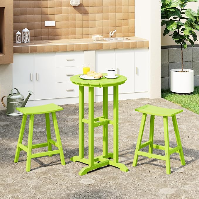 Costaelm Outdoor Bar Table, 37" Counter Height Round Patio Cocktail Bar Table, Patio Bar Table Bistro Dining Table Pub Table for Front Porch Deck, Backyard, Garden, Lime