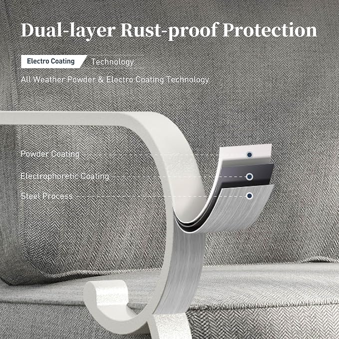 SUNSHINE VALLEY 6 Piece Metal Outdoor Patio Furniture Set, Patio Conversation Set with 1 3-Seater Couch, 2 Fixed Sofa with 5.75" Thick Cushion and Coffee Table, White and Gray Backyard Furniture