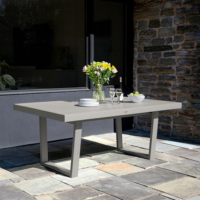 Haven Modern Outdoor Dining Table, Cove Gray
