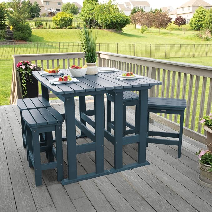 Highwood Lehigh 6pc Counter Height Balcony Dining Set, Nantucket Blue
