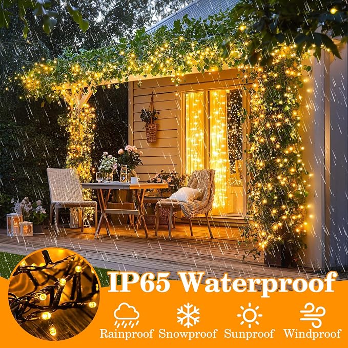 132FT 400 LED Christmas Lights, Twinkle Xmas Lights with 8 Modes and Timer, Outdoor Waterproof Christmas Tree Lights for Room Bedroom Wedding Party Holiday Decorations, Warm White
