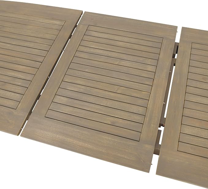 Great Deal Furniture Candance Outdoor Acacia Wood Expandable Dining Table, Gray (309609)
