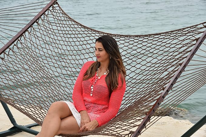 Island Escape Rope Hammock and Stand Set (Mocha Stand and Mocha Hammock)