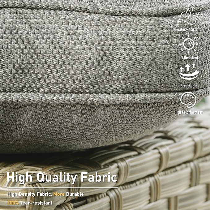 HOOOWOOO 5 Piece Patio Set with Fire Pit Table, All Weather Resistant High Back Rattan Outdoor Wicker Furniture (Dark Grey)