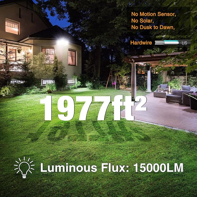 Onforu 150W LED Security Light, 15000LM Outdoor Flood Light Switch Controlled, IP65 Waterproof LED Exterior Floodlight, 6500K White Wall Mount Security Lighting for Entryway, Garage, Yard, Eave