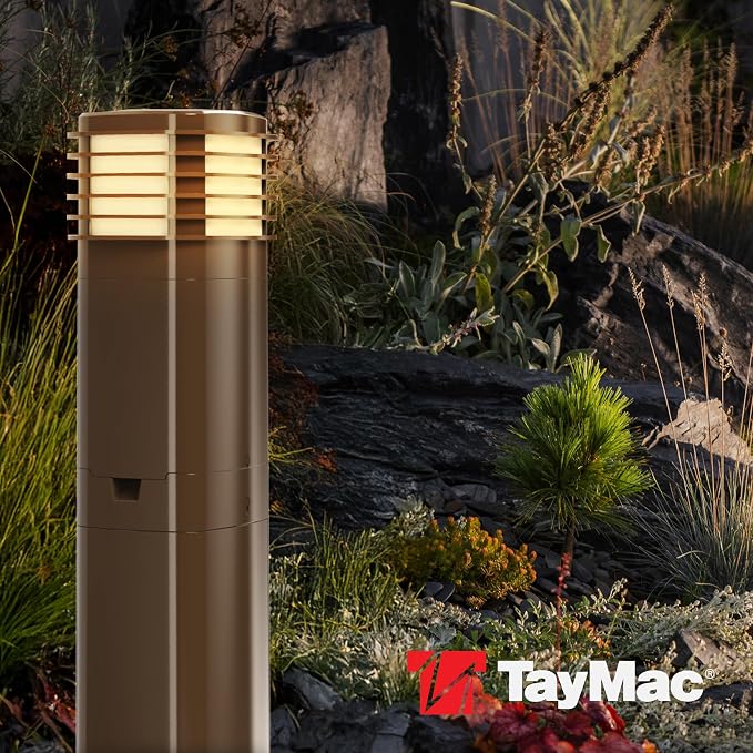 TayMac Bronze Pagoda Light Slide Cover PPPLZ for ParkPost Outdoor Power Enclosure (Required), 600-Lumen 2700K Polycarbonate Post Cap Light for Garden Decor, Seamless Pagoda Lighting Accessory