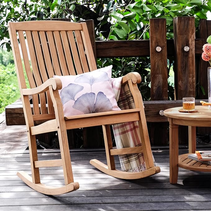 Cambridge Casual Vermont 3-Piece Teak Outdoor Patio Conversation Set – Solid Wood Patio Furniture with Armchairs & Side Table, Natural Finish – Weather-Resistant Seating for Porch, Deck, or Garden