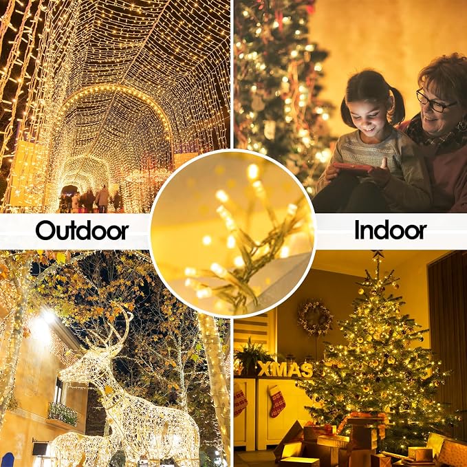500 LED String Lights, 180FT Super-Long Christmas Lights Outdoor Indoor | Warm White, 13 Modes, Timer, Clear Wire Waterproof Twinkle Fairy Lights Plug in for Bedroom Classroom Patio Xmas Tree Decor