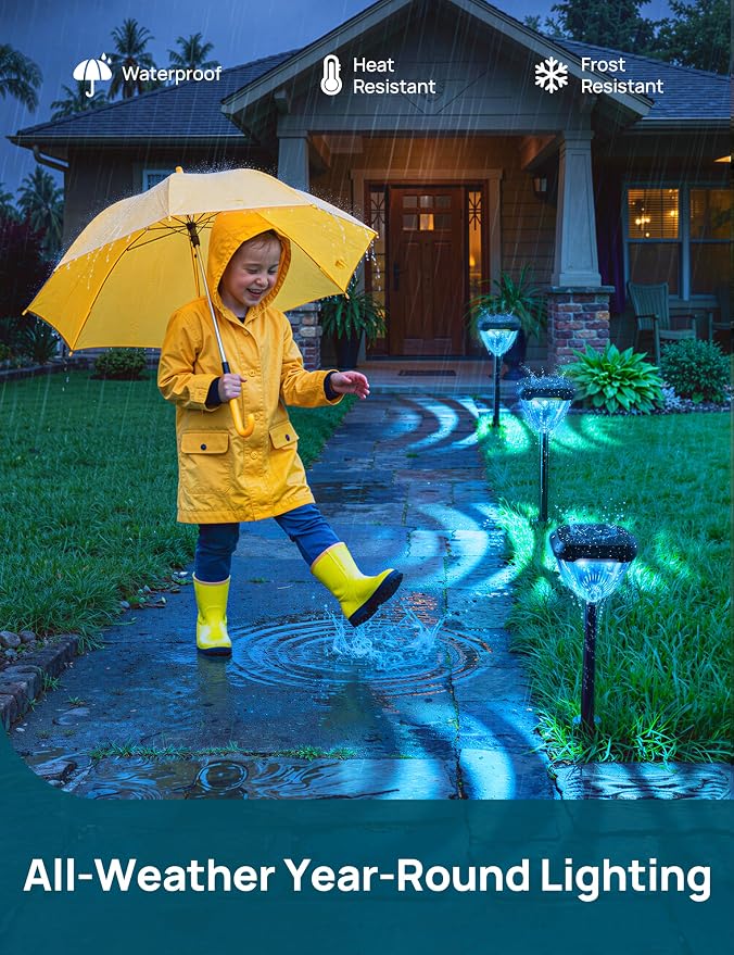 Linkind Smart Solar Pathway Lights SP6,Pattern Switch Solar Lights Outdoor | USB&Solar Charging, Cool/Warm White/Color Changing Landscape Lighting for Yard,Garden,Patio, 4 Pack