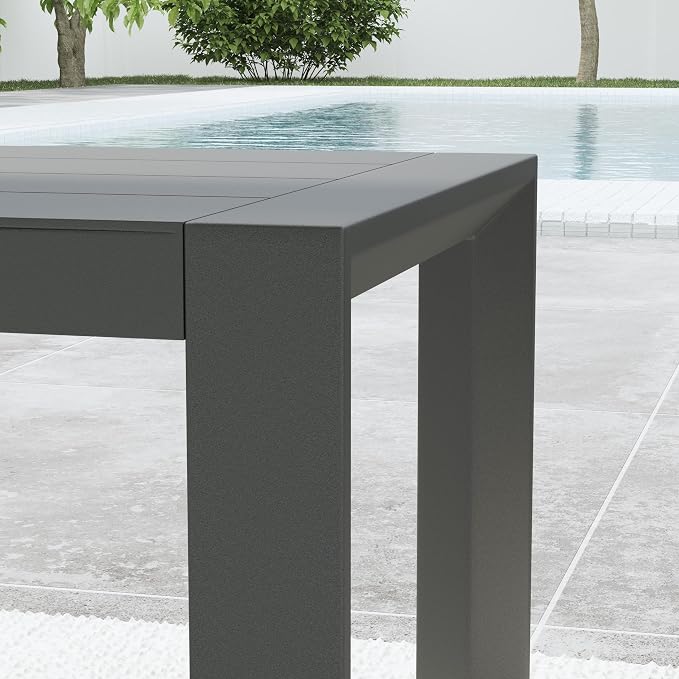 Homestyles Grayton Outdoor Coffee Table – 40-Inch Wide Aluminum Patio Table, Slatted Top, Rust-Resistant Frame, Easy Assembly, Gray