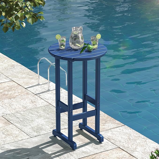 nalone 40" Outdoor Bar Table, All Weather HDPE Bar Height Patio Table Counter Round Patio Cocktail Bar Tables, Tall Bistro Tables Pub Table for Deck, Porch, Backyard, Garden