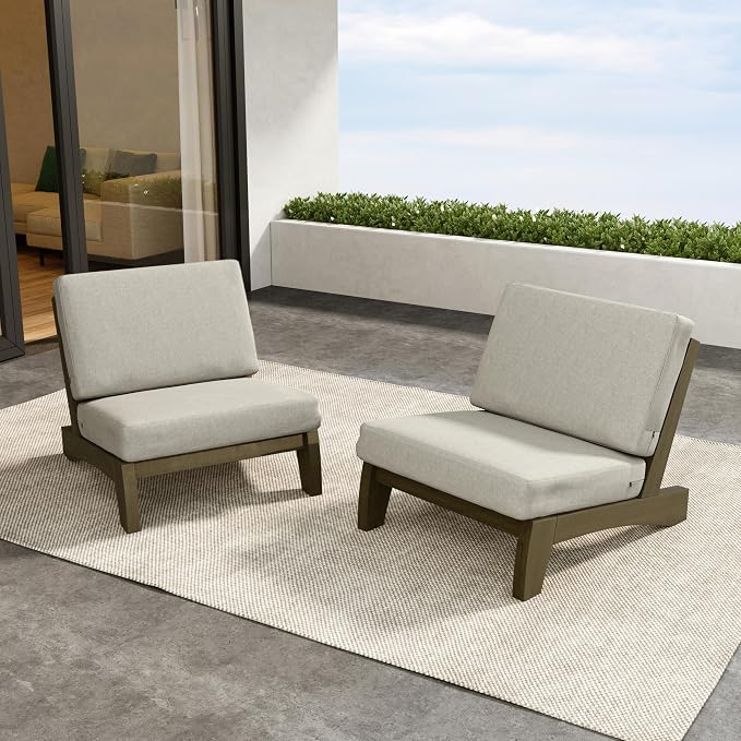 2 Pieces Patio Furniture Sets, All-Weather Outdoor Wood Bistro Set Patio Conversation Chiarsfor Balcony, Backyard