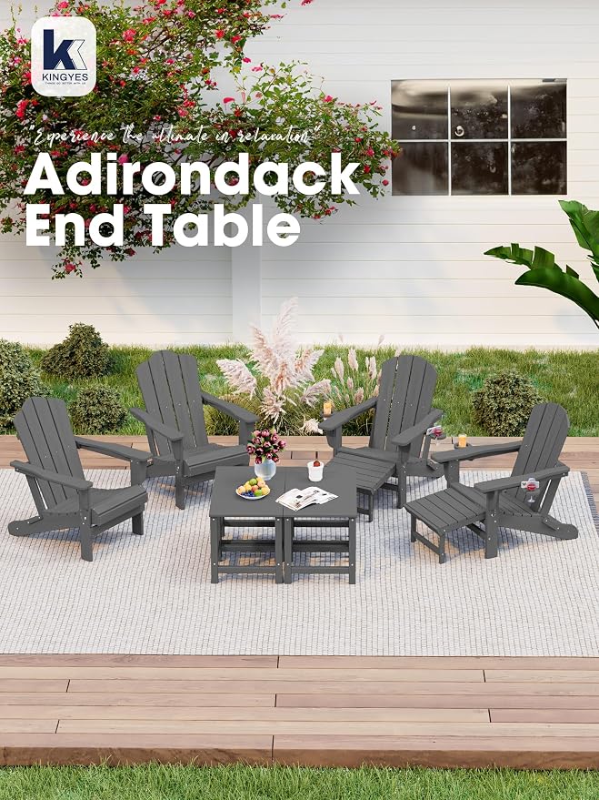 KINGYES Adirondack Outdoor Side Table, Gray