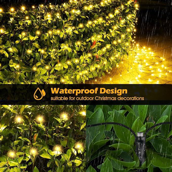 BlcTec Christmas Net Lights, 200 LED 8.4ft x 5.2ft Outdoor Christmas Lights with 8 Modes, Timer, Connectable, Waterproof Design for Trees, Bushes, Shrubs Outdoor Christmas Decorations, Warm White