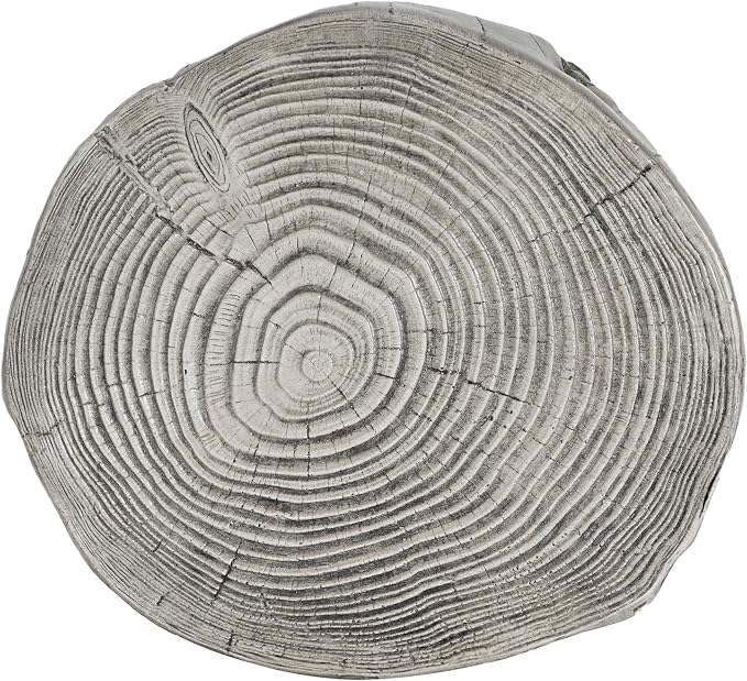 Christopher Knight Home Pawn 17" H MGO Outdoor Side Table with Tree-Stump Design, Patio Decorative Wood-Like Texture End Table, Round Top Lightweight Concrete Garden Stool, No Assembly, Gray
