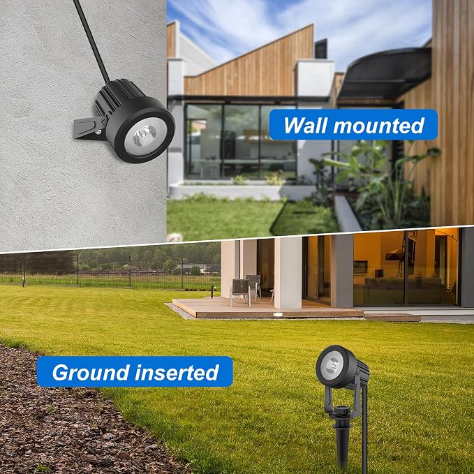 Solar Spot Lights Outdoor, 6000K Cool White Landscape Spotlights IP65 Waterproof 9.8ft Cable, Dusk to Dawn Solar Uplights for Trees Garden Yard Driveway Porch Walkway Pool (6-in-1)