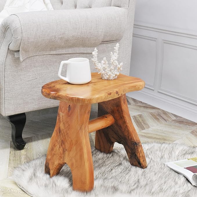 Natural Shape Solid Wood Tree Stump Stool 15"x12"x15" Cedar Root End Table Rustic Plant Stand Live Edge Coffee Table Vintage Side Table Living Room Bedroom Accent Outdoor Garden Foot Stool