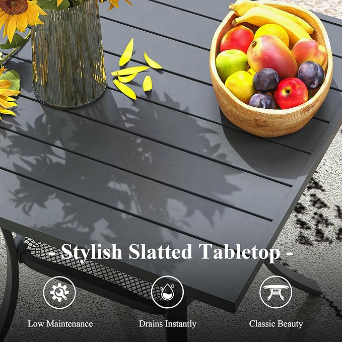 Outdoor Dining Table with Storage Shelf, 27.5" All-Weather Square Patio Dining Table for 2, Metal Patio Table for Garden Lawn Porch Deck Yard, Dark Grey