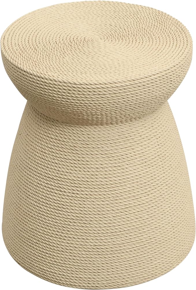 Christopher Knight Home 16.73" H Simulated Rattan MGO Side Table Sculptural Hourglass End Table Indoor Outdoor Living Room Patio Balcony Decor Accent Table, Natural Wood