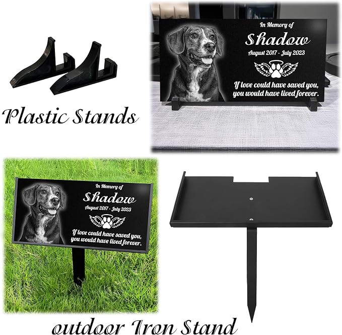 Personalized Black Granite pet Memorial Stone,pet Grave Markers Plaque, Customized Headstone, Dog Memorial Gifts for Loss of Dog,Cats, and Family Pets, Personalized pet tombstones