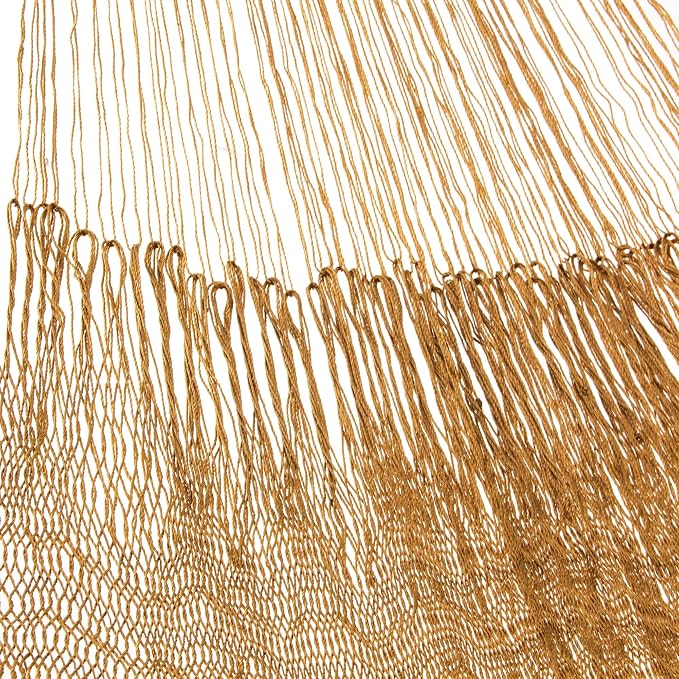 NOVICA Metallic Copper Brown Hand Woven Nylon Mayan 1 Person Rope Hammock, 'Glowing Copper' (Single)
