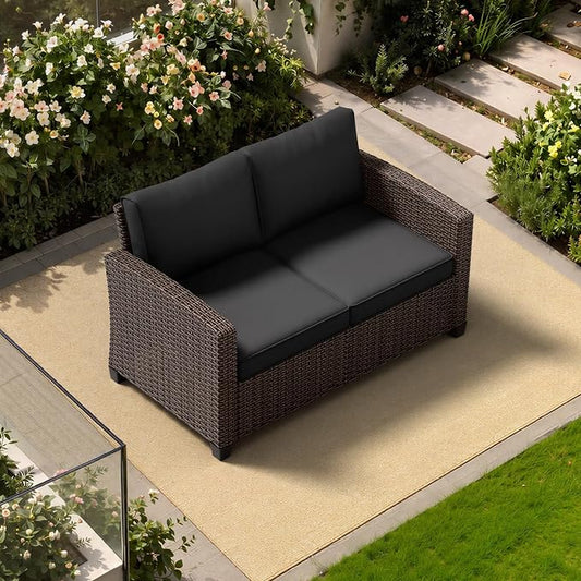 Patio Furniture Set - All-Weather - 1 Piece Wicker Outdoor Patio Conversation Set, Modular Rattan Sectional Sofa for Backyard, Garden, Patio, Poolside
