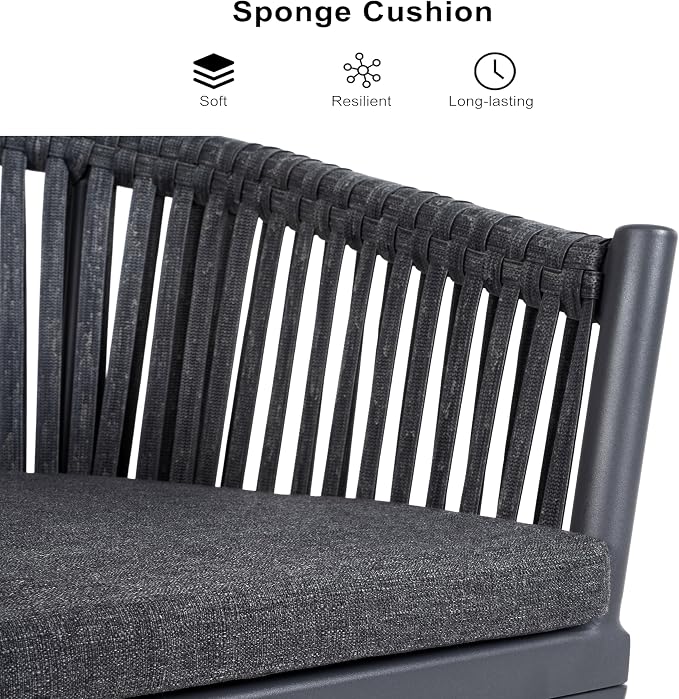 PURPLE LEAF 5 Pieces Outdoor Dining Set with Patio Aluminium Dining Table and Wicker Chairs Modern Furniture Cushions Sets for Backyard Indoor Decor Kitchen Gray