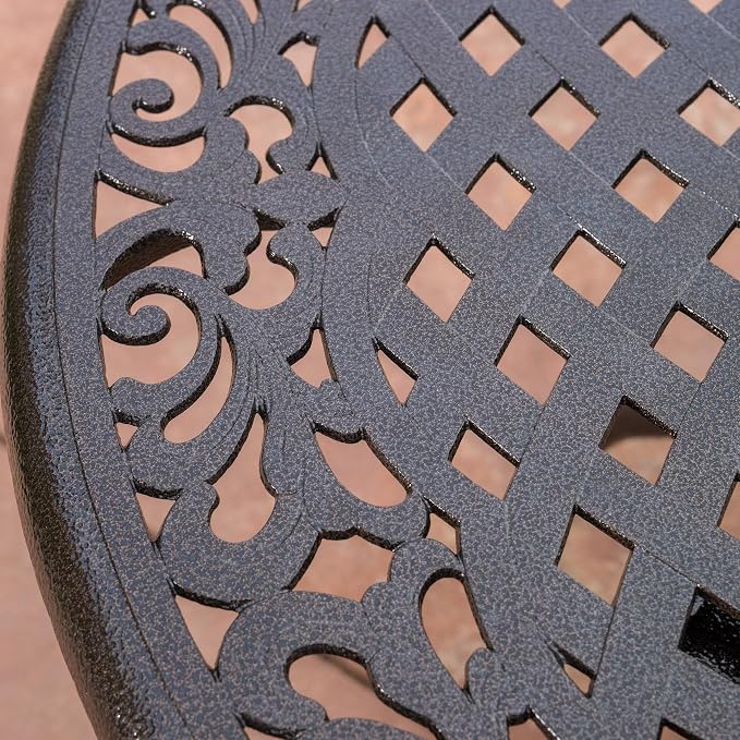 Christopher Knight Home Phoenix Cast Aluminum Round Table, Hammered Bronze, Dimensions: 47.75”L x 47.75”W x 30.00”H