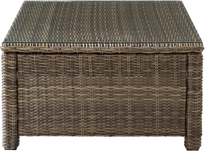 Crosley Furniture Bradenton All Weather Rattan Wicker Outdoor Sectional Coffee Table for Patio, Deck, Porch, Brown