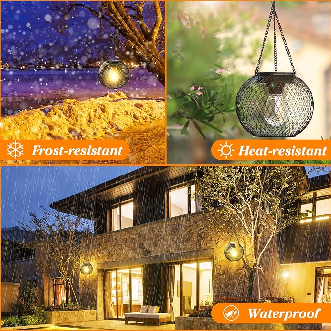 Solar Lantern Outdoor Waterproof, KagoLing Upgraded Hanging Solar Lights Outdoor Garden Decorations Lighting Solar Powered Waterproof Tree Lantern for Garden Yard Patio Pathway,1Pack | Hanging Solar Lights Outdoor Garden Decorations Lighting Solar Powe...