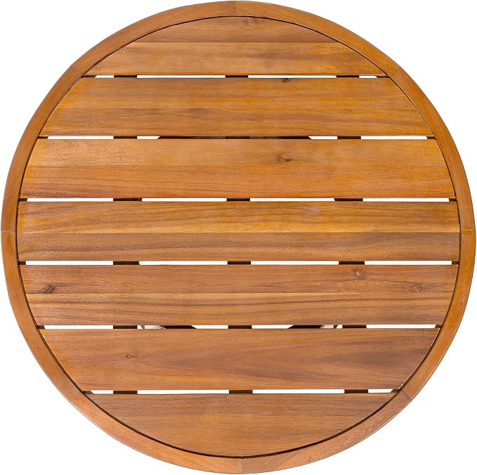 JONATHAN Y Solanya 28" Round Acacia Wood Outdoor Coffee Table with Slatted Tapered Base, Weather-Resistant Solid Wood Center Table for Patio, Garden, Deck, Natural Brown END7000A