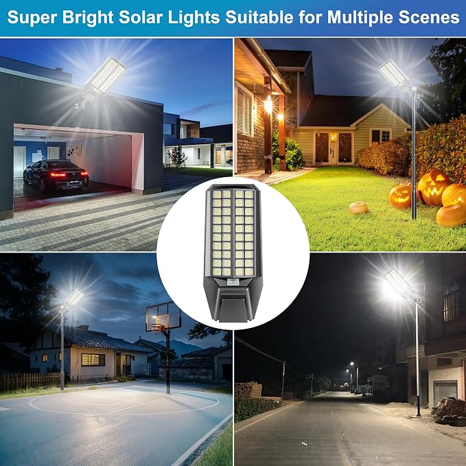 Solar Street Lights Outdoor Waterproof - Large 10000W Commercial Outdoor Solar Light Dusk to Down with Motion Sensor Remote Control LED Parking Lot Flood Lights for Yard Garden Walkway