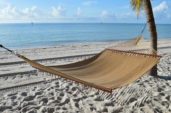 Jumbo Caribbean Hammock - 55 Inch - Soft-Spun Polyester - Tan
