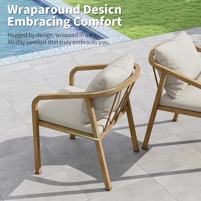 Outdoor Dining Set,9-Piece Patio Dining Table Set for 8 with Rectangular Table and 6 Thick Cushion Dining Chair & Swivel Chair, Aluminum Patio Furniture Set for Backyard, Garden (Brown)