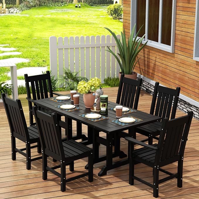 WestinTrends Malibu 71" Outdoor Patio Dining Table, Black