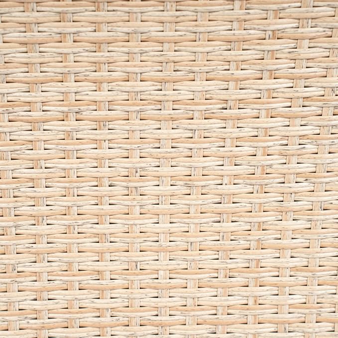 Merax 4 Piece Outdoor Wood and Wicker Chat Set, Light White Finish with Beige Cushion